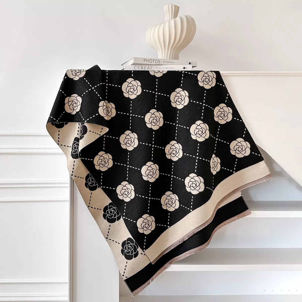 Floral Raw Hem Scarf
