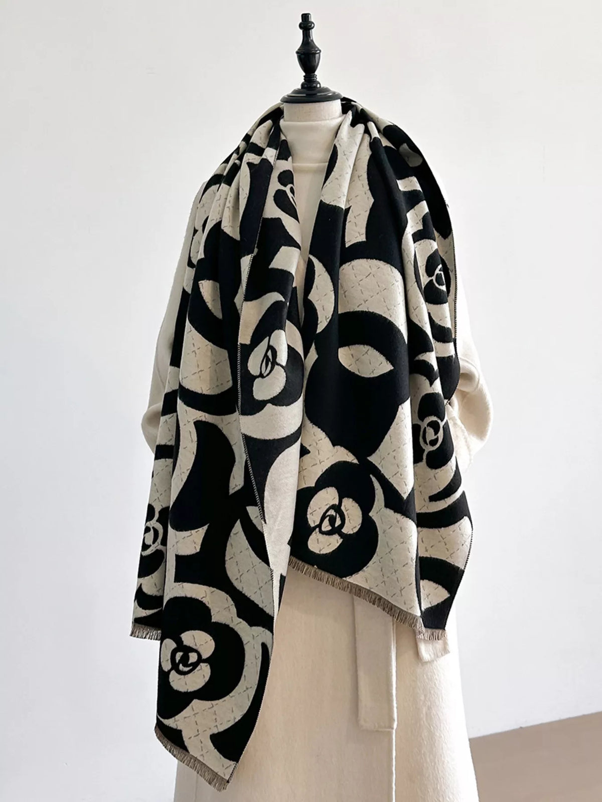 Floral Patterned Warm Winter Scarf