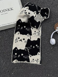 Cute Cat Pattern Knitted Long Scarf