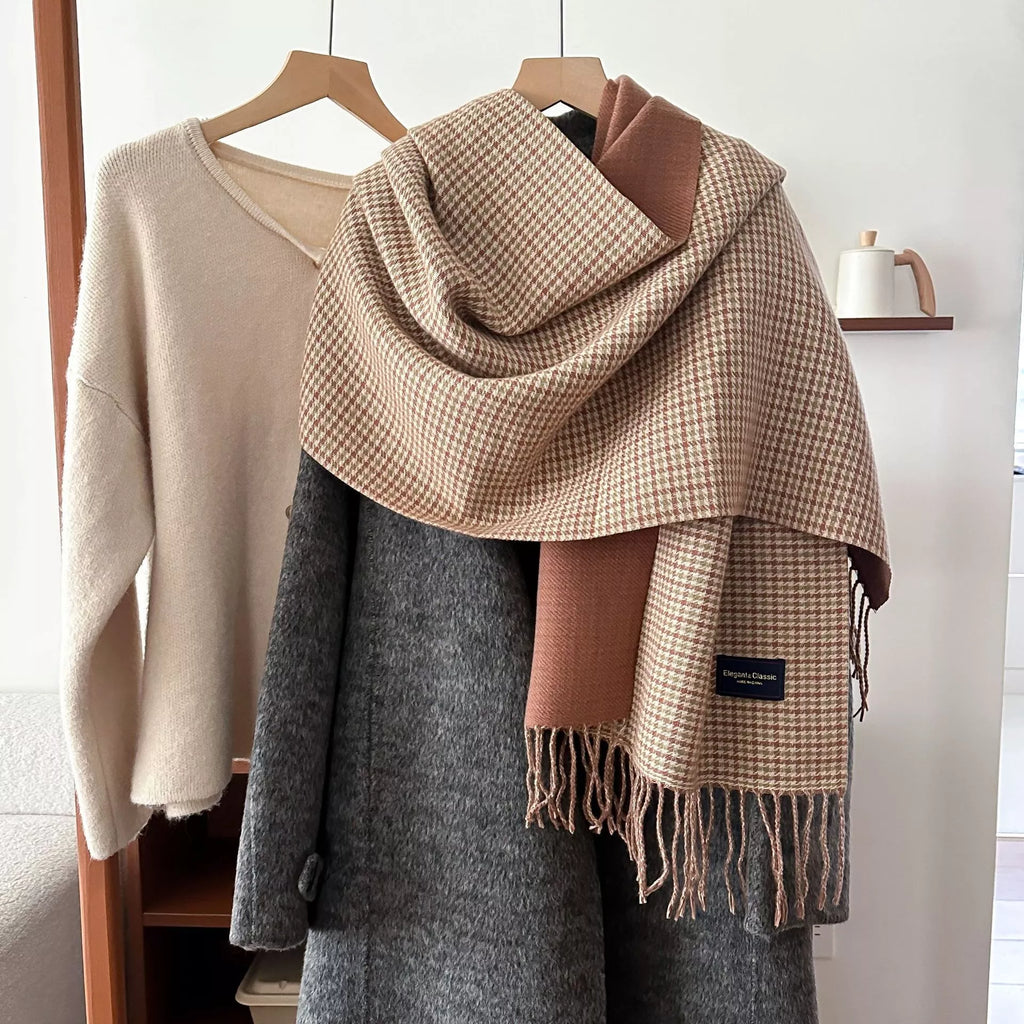 Plaid Fringe Warm Winter Scarf