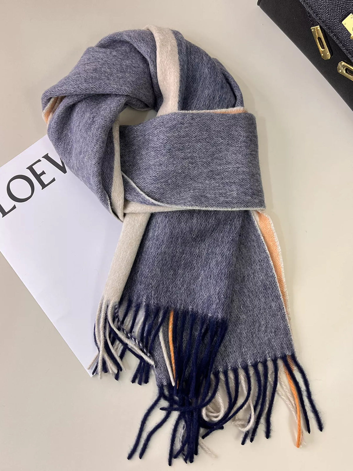 Wool Plaid Fringe Scarf