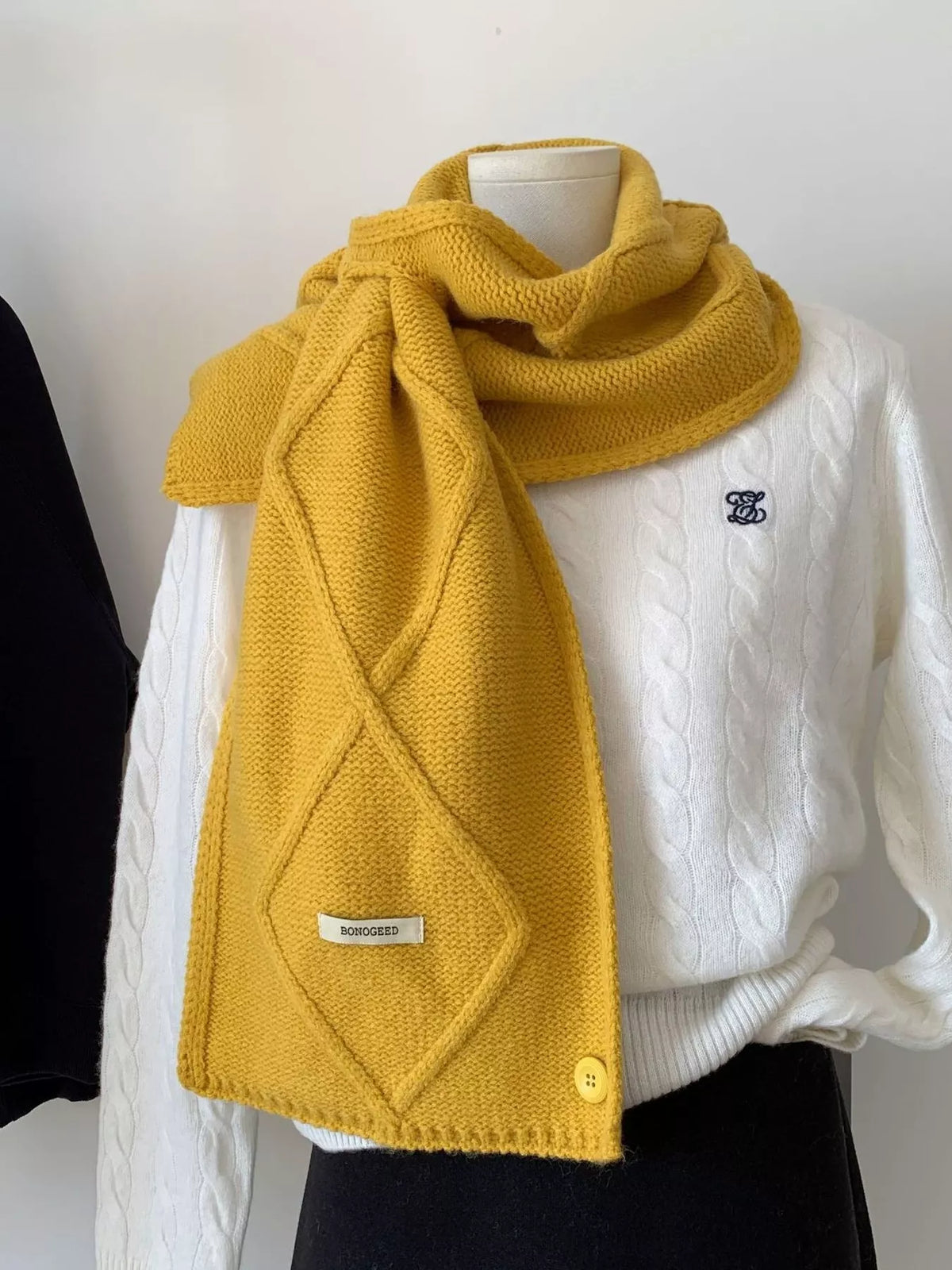 Solid Color Cable Knitted Winter Scarf