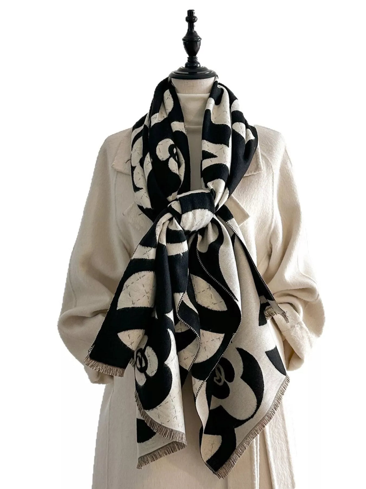 Floral Patterned Warm Winter Scarf