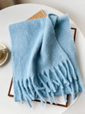 Fringe Solid Color Polyester Scarf