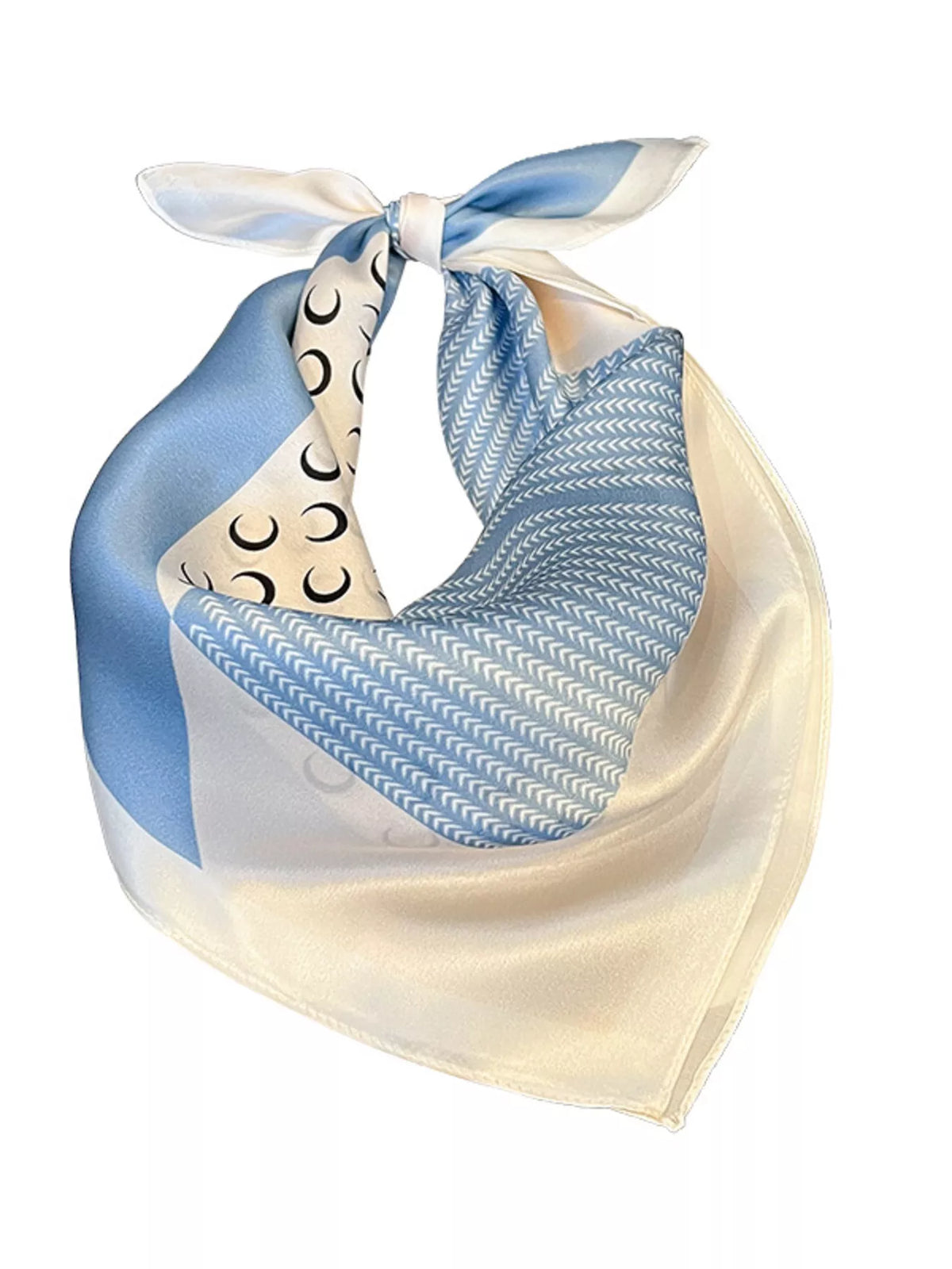 Light Blue Printed Silk Square Scarf