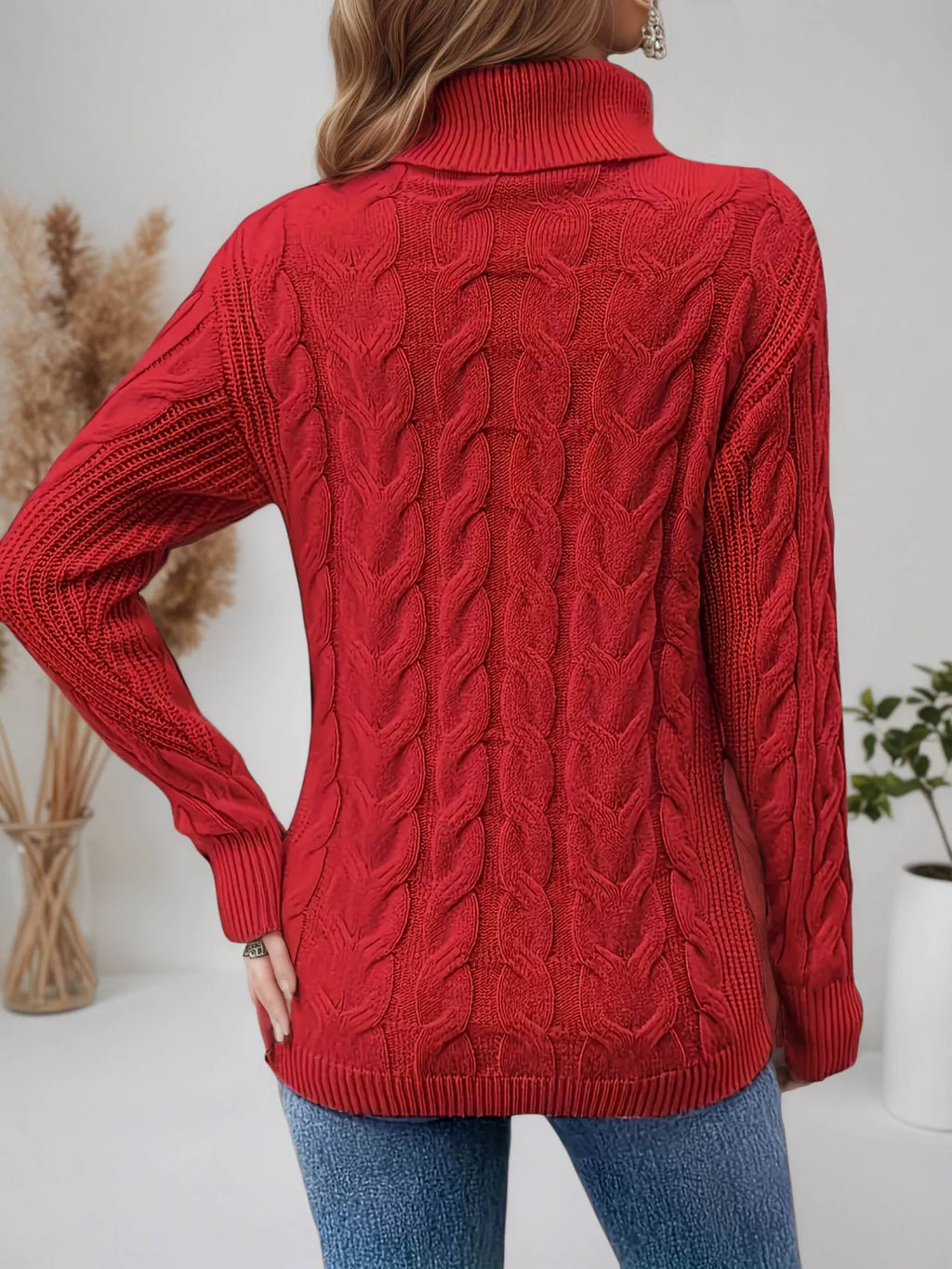 Chunky Cable Knit Turtleneck Sweater