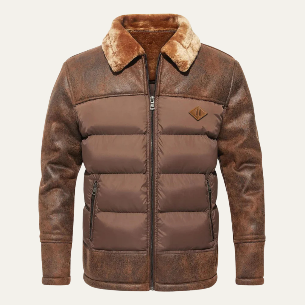 Warm Quilted Faux Leather Men's Winter Jacket