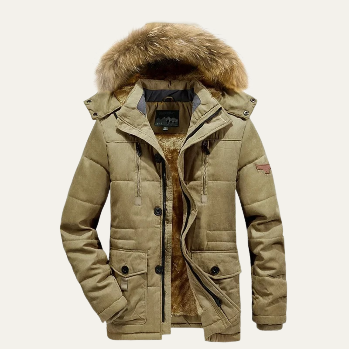 Insulated Water Resistant Men's Fleece Hooded Coat