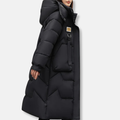 Ladies Long Parka Coat with Hood and High Neck