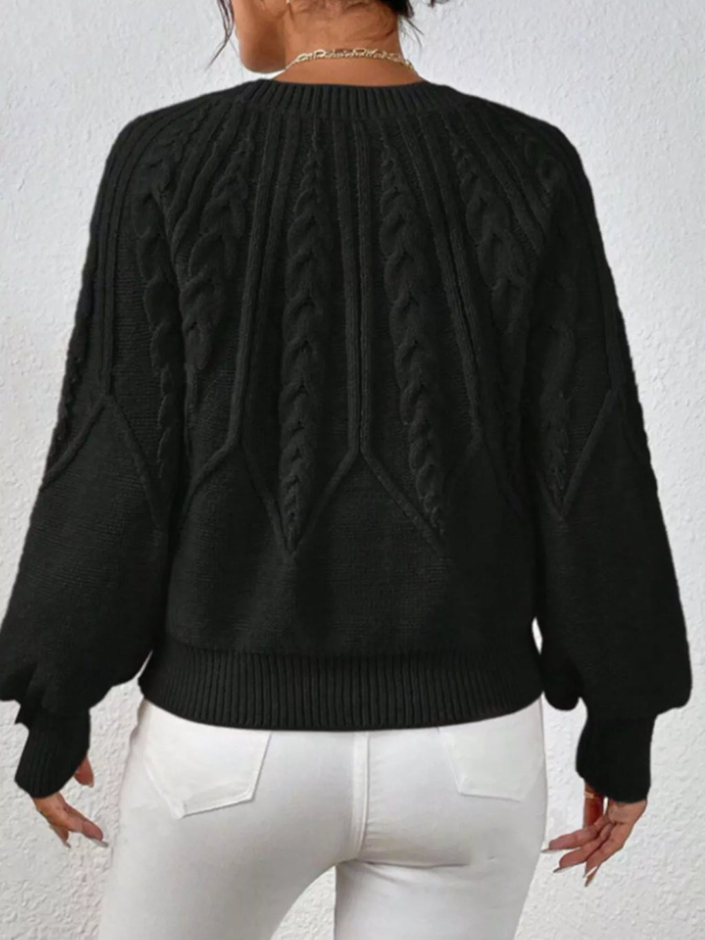 Cable Knit Ribbed Long Sleeve Sweater