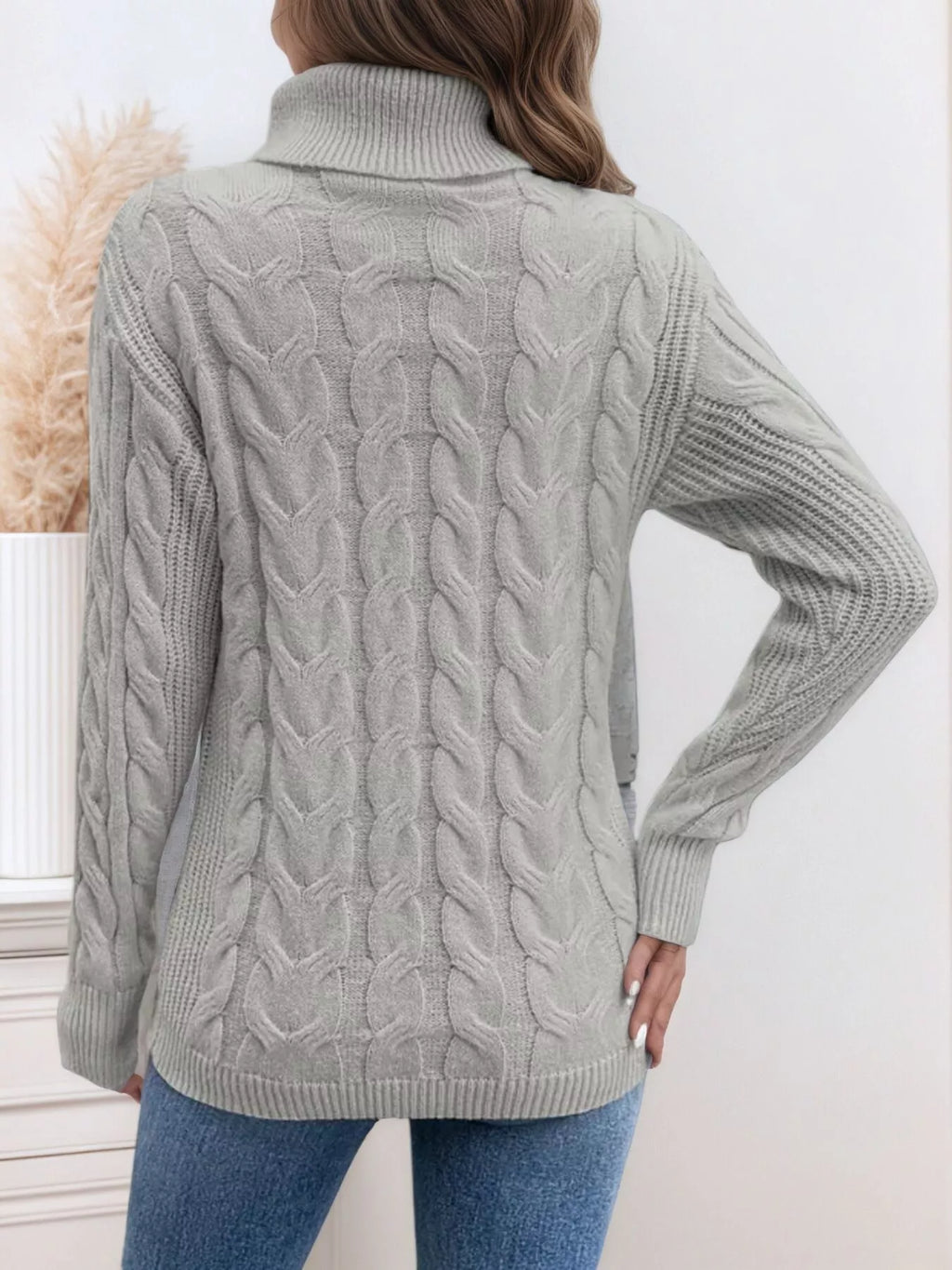 Chunky Cable Knit Turtleneck Sweater