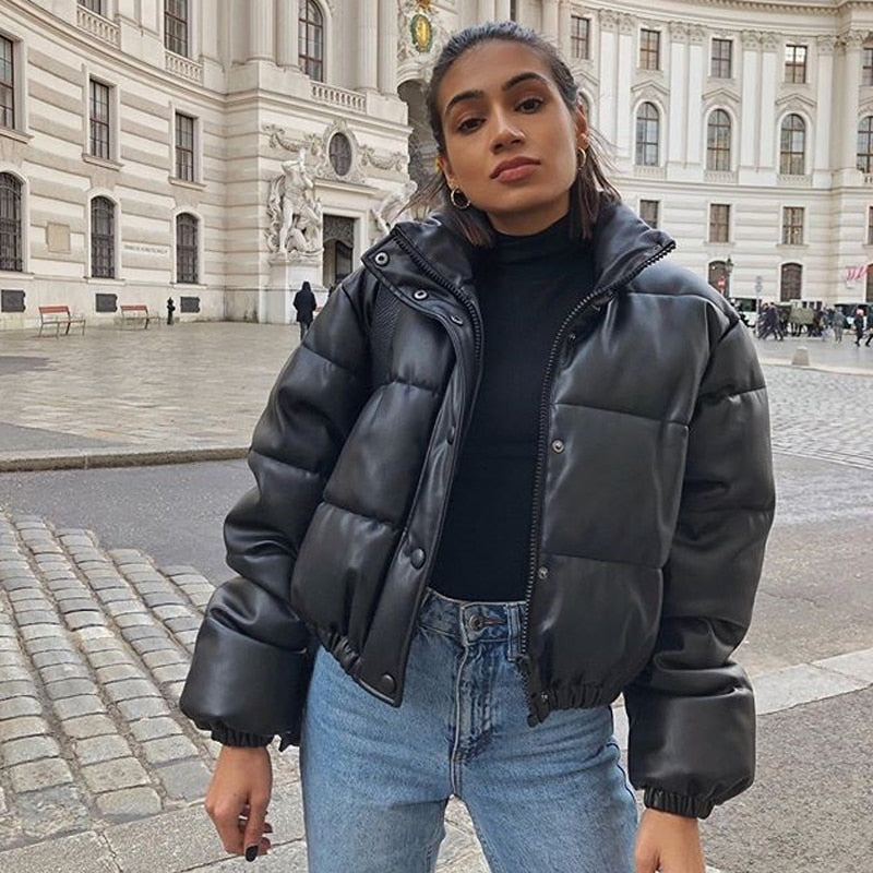 Slim Fit Black Puffer Jacket for Women