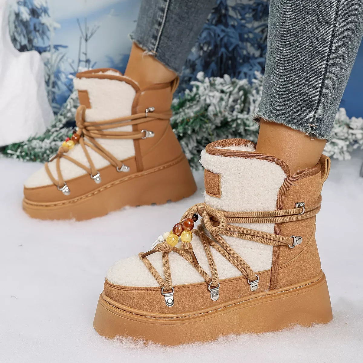 Lace Up Platform Winter Boots