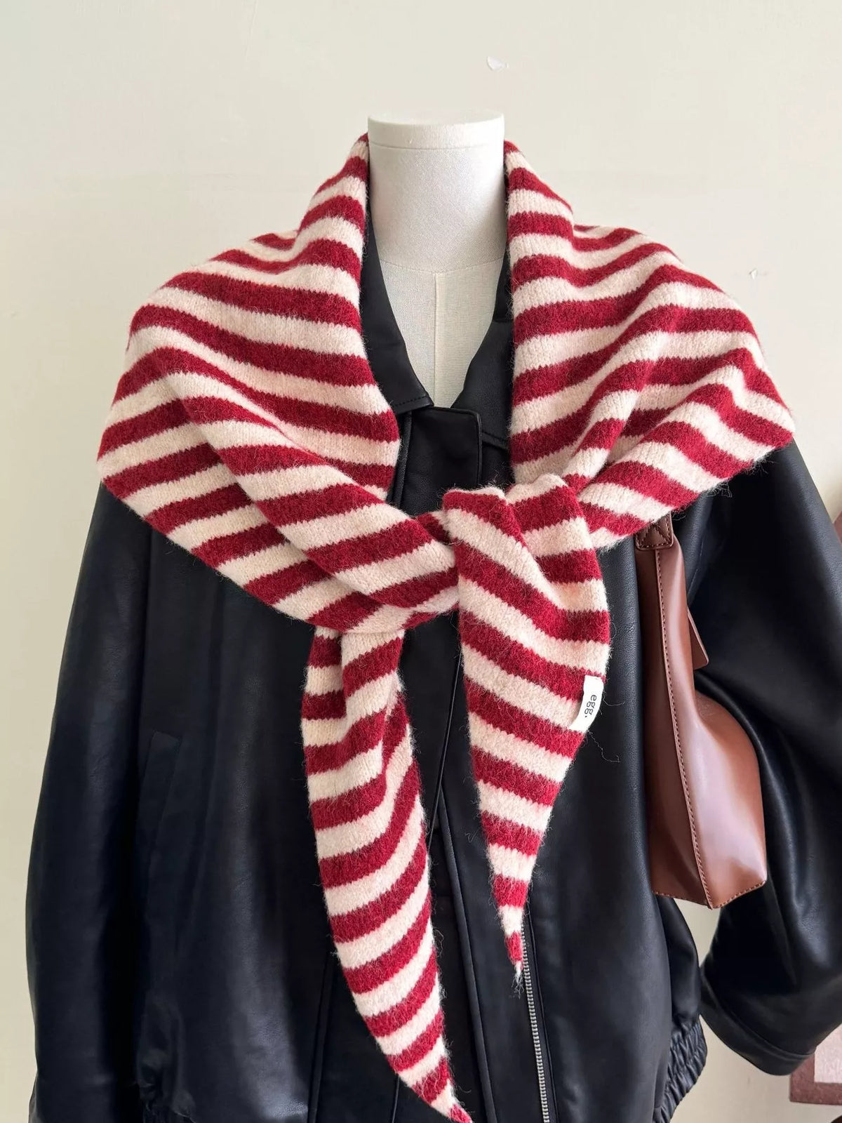 Diagonal Striped Knitted Winter Scarf