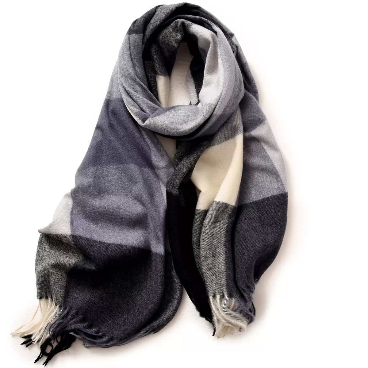 Plaid Fringe Wrap Scarf
