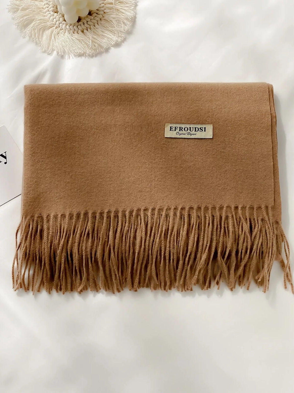 Long Fringe Solid Color Blanket Scarf