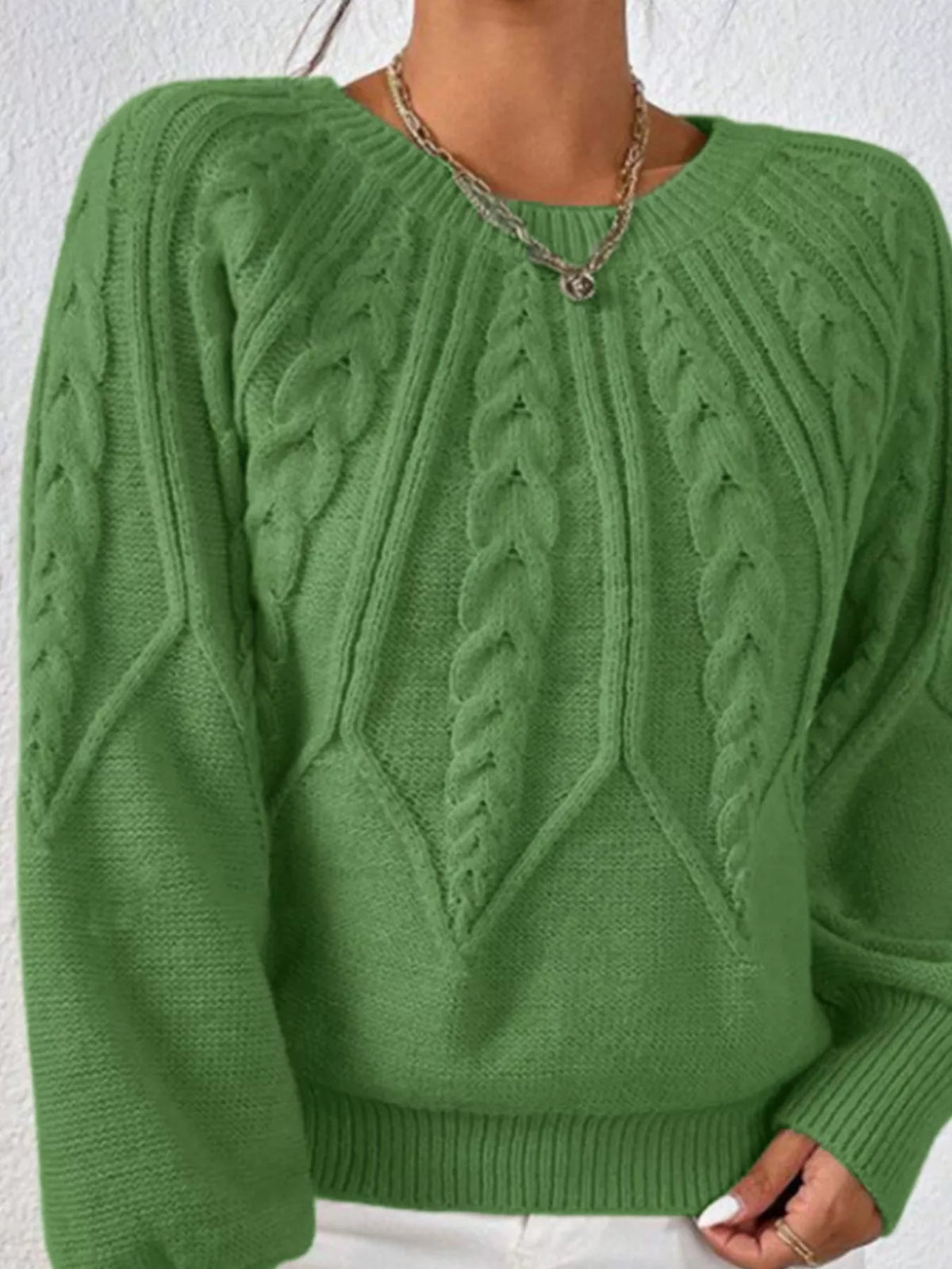 Cable Knit Ribbed Long Sleeve Sweater