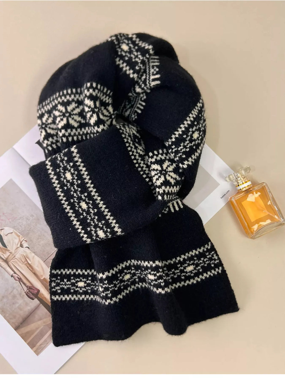 Snowflake Knitted Winter Scarf