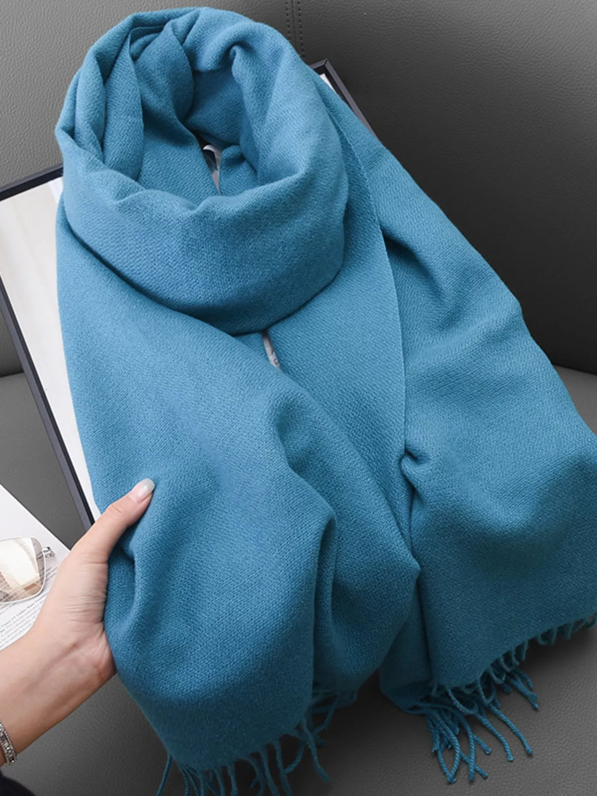 Solid Color Fine Fringe Scarf