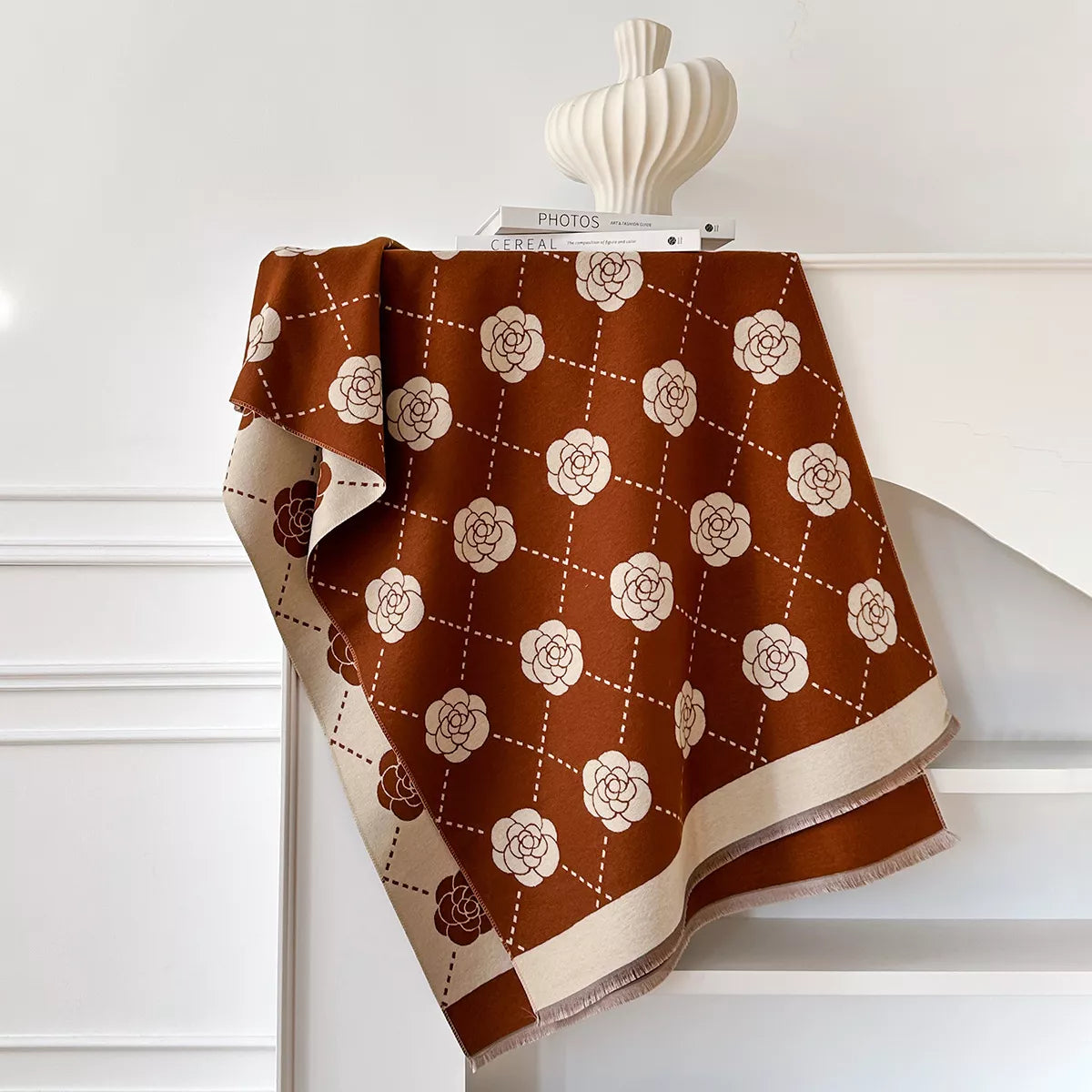 Floral Raw Hem Scarf