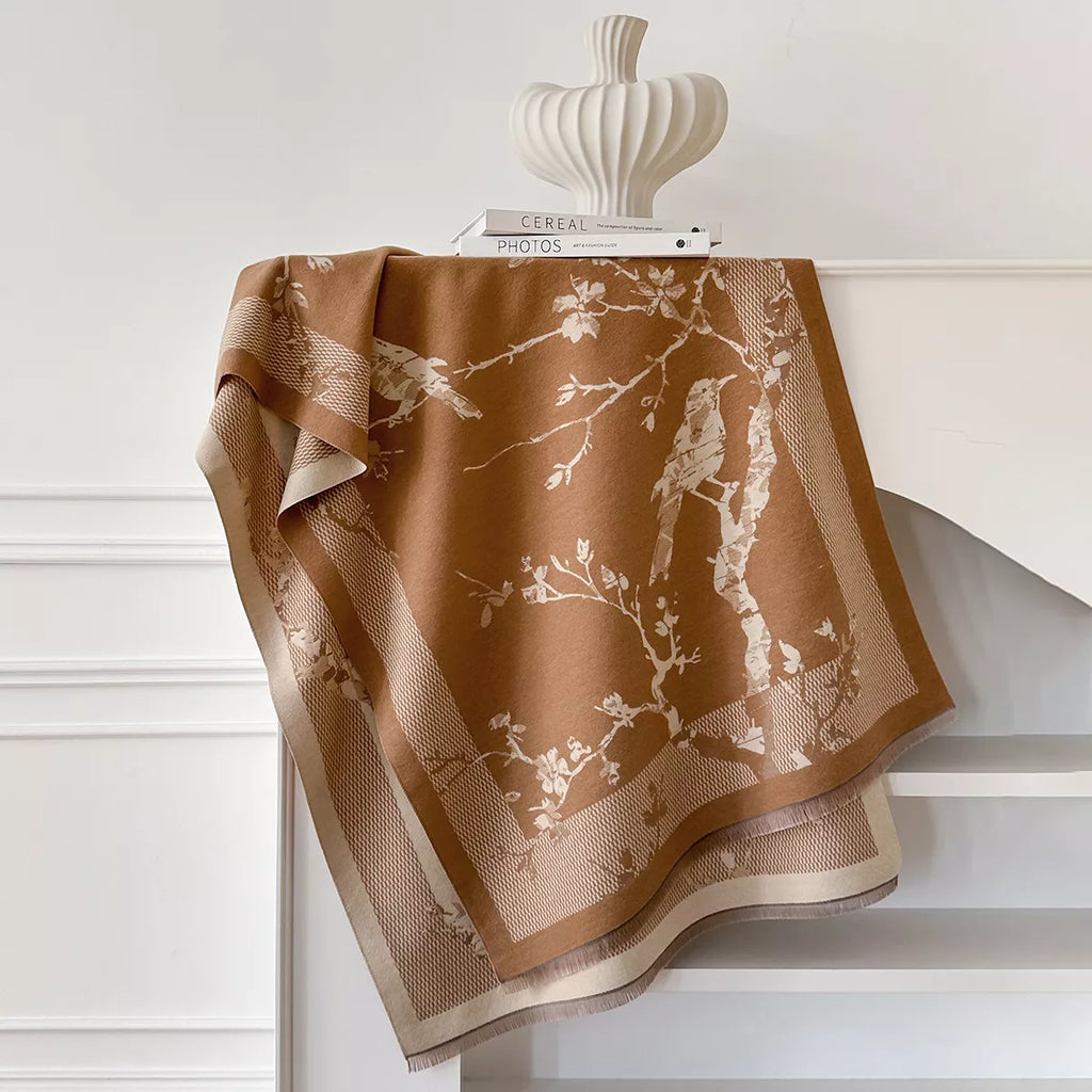 Neutral Raw Hem Winter Scarf
