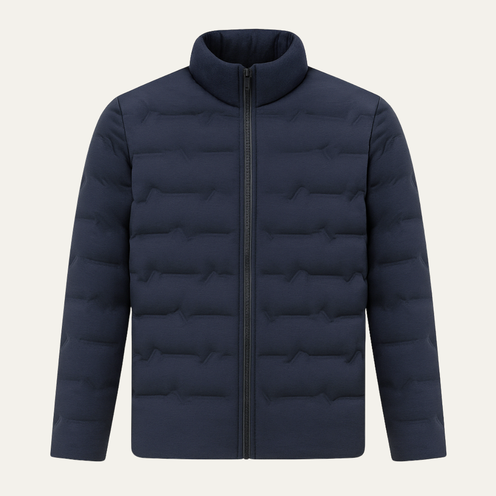 Warm Men's Insulated Ski Jacket - Navy Blue Down Coat