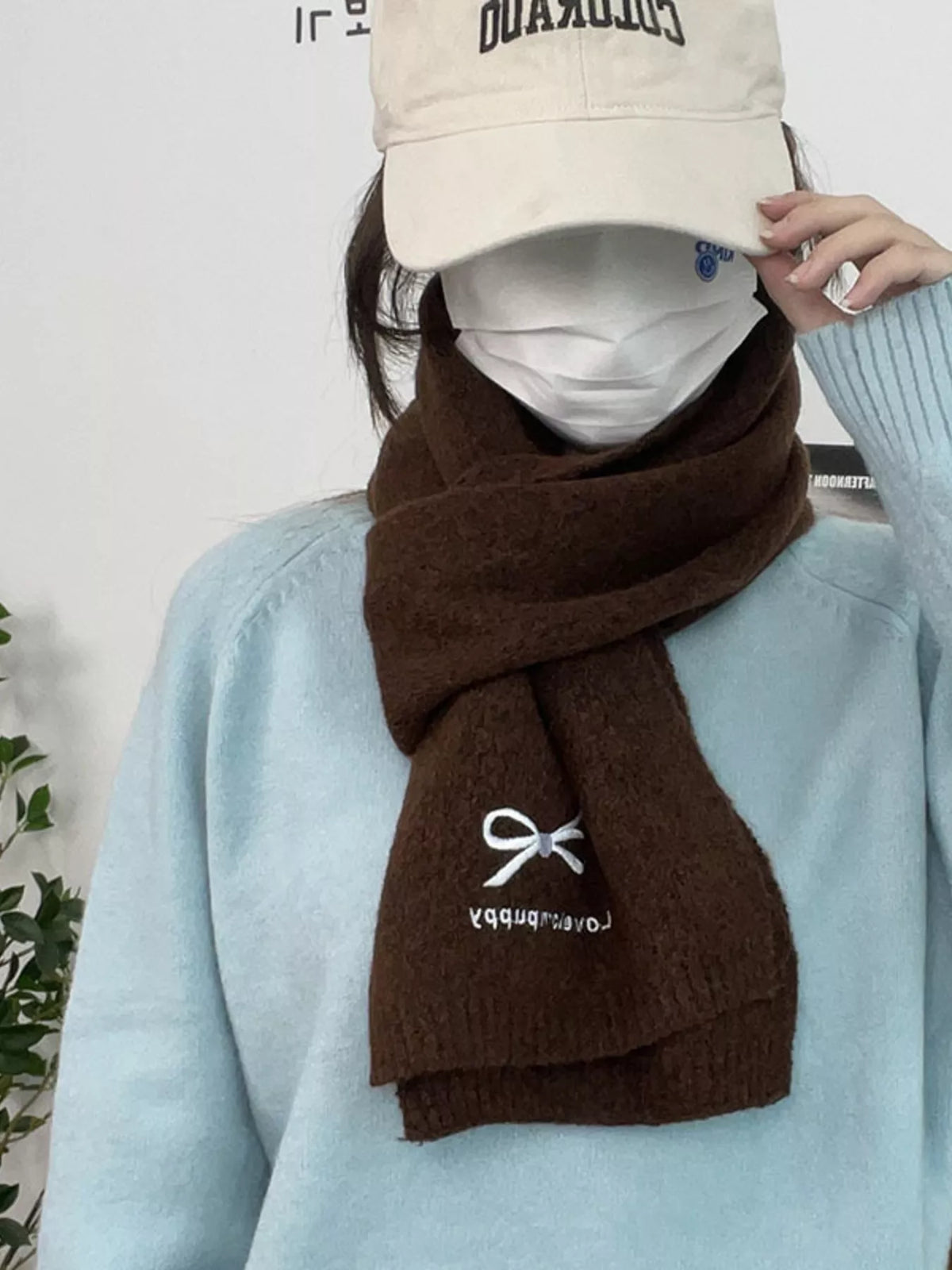 Embroidered Bowknot Scarf