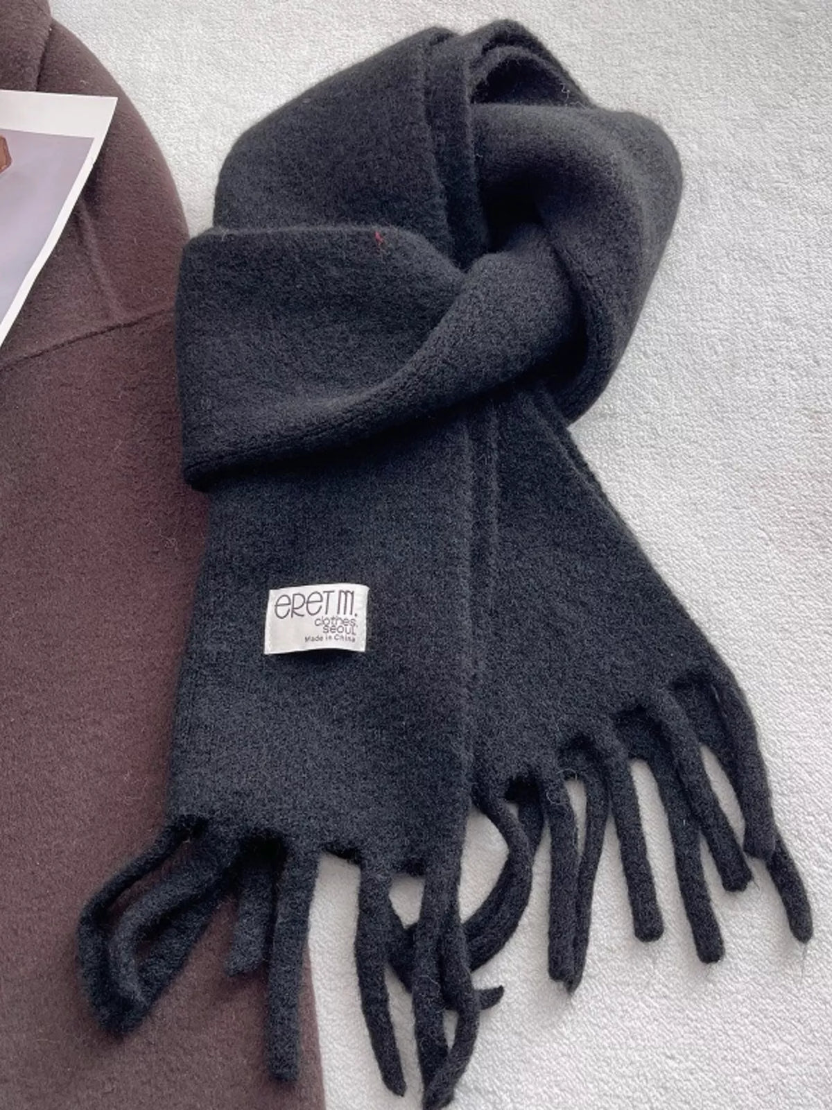 Fuzzy Chunky Fringe Solid Color Scarf