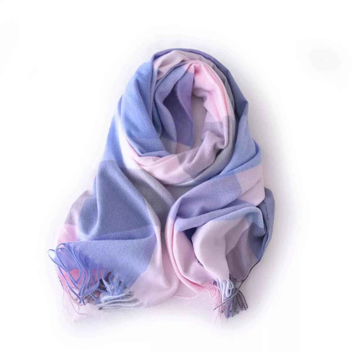 Plaid Fringe Wrap Scarf