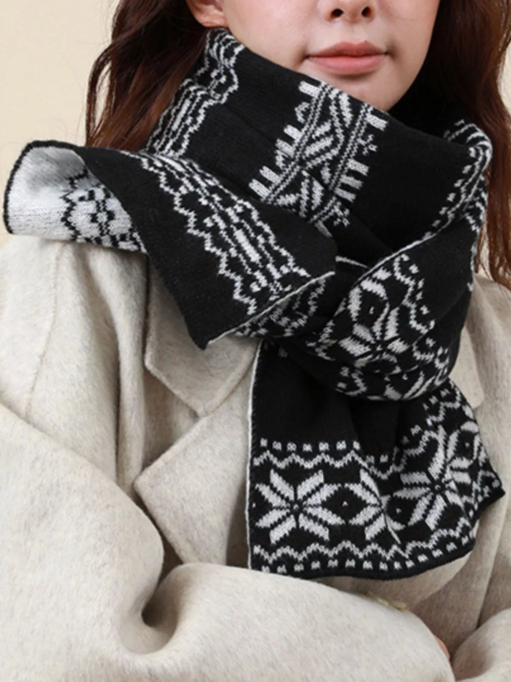 Christmas Snowflake Knit Scarf