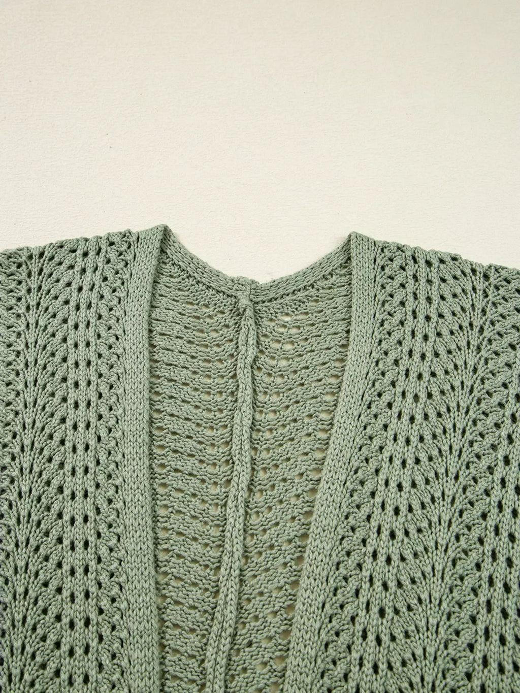 Scalloped Edge Eyelet Knit Batwing Cardigan