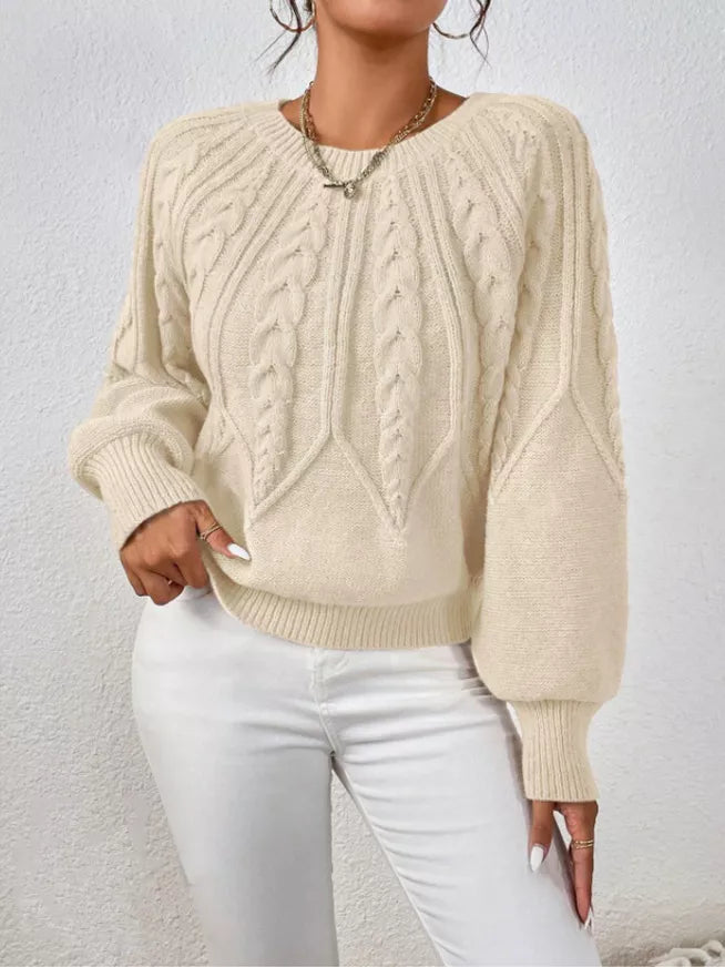 Cable Knit Ribbed Long Sleeve Sweater