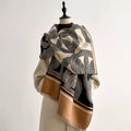 Geometric Pattern Raw Hem Cotton Scarf