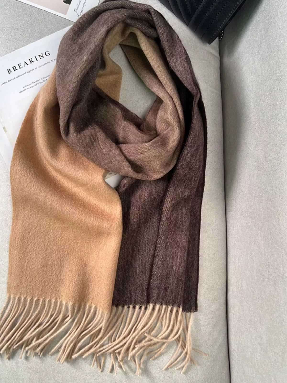 Color Block Fringe Scarf