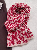 Wool Geometric Pattern Knitted Scarf