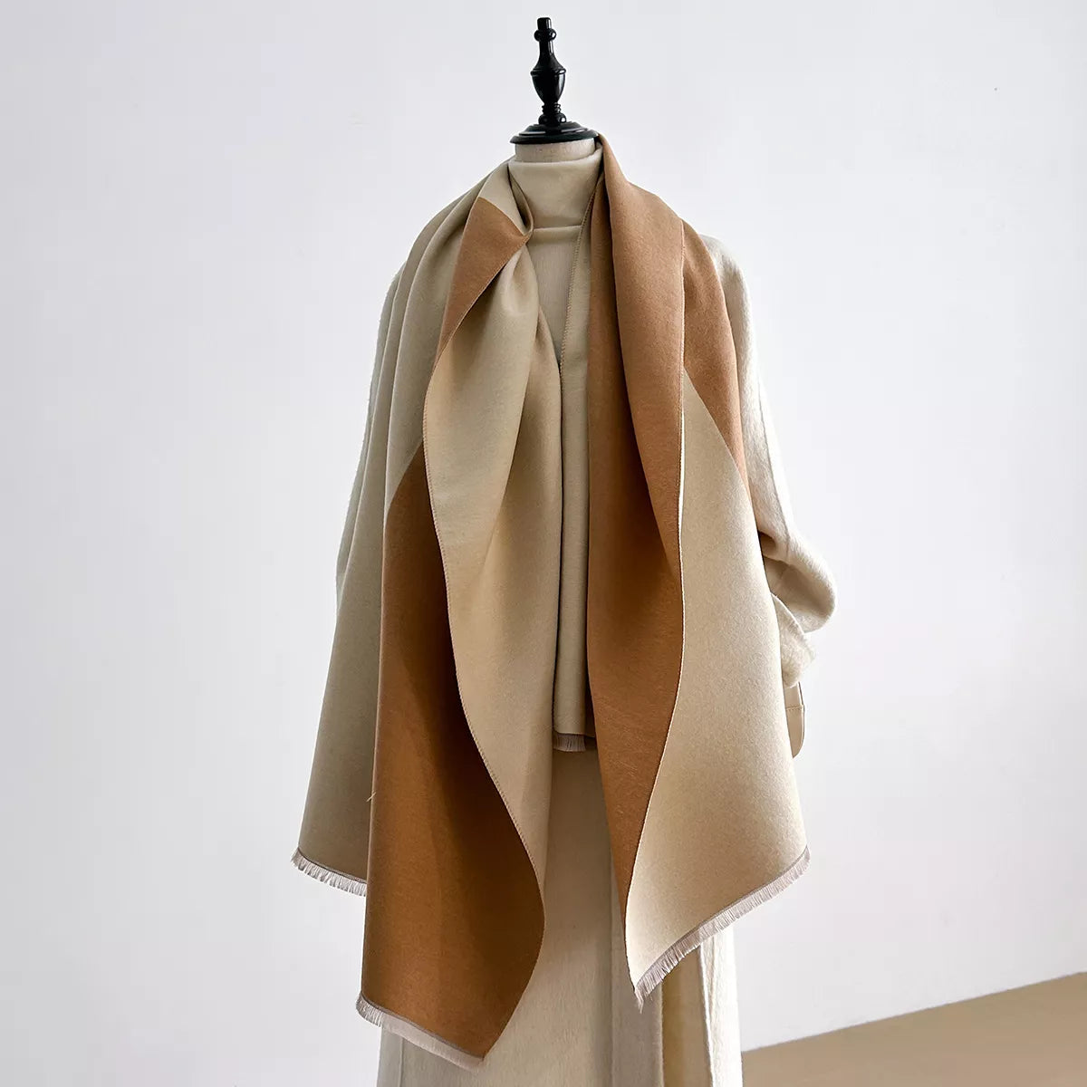 Two Tone Raw Hem Scarf