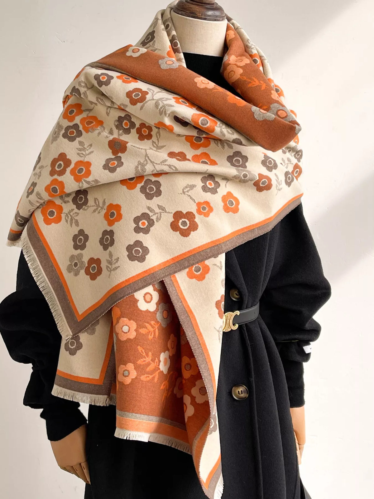 Ditsy Floral Print Warm Winter Scarf
