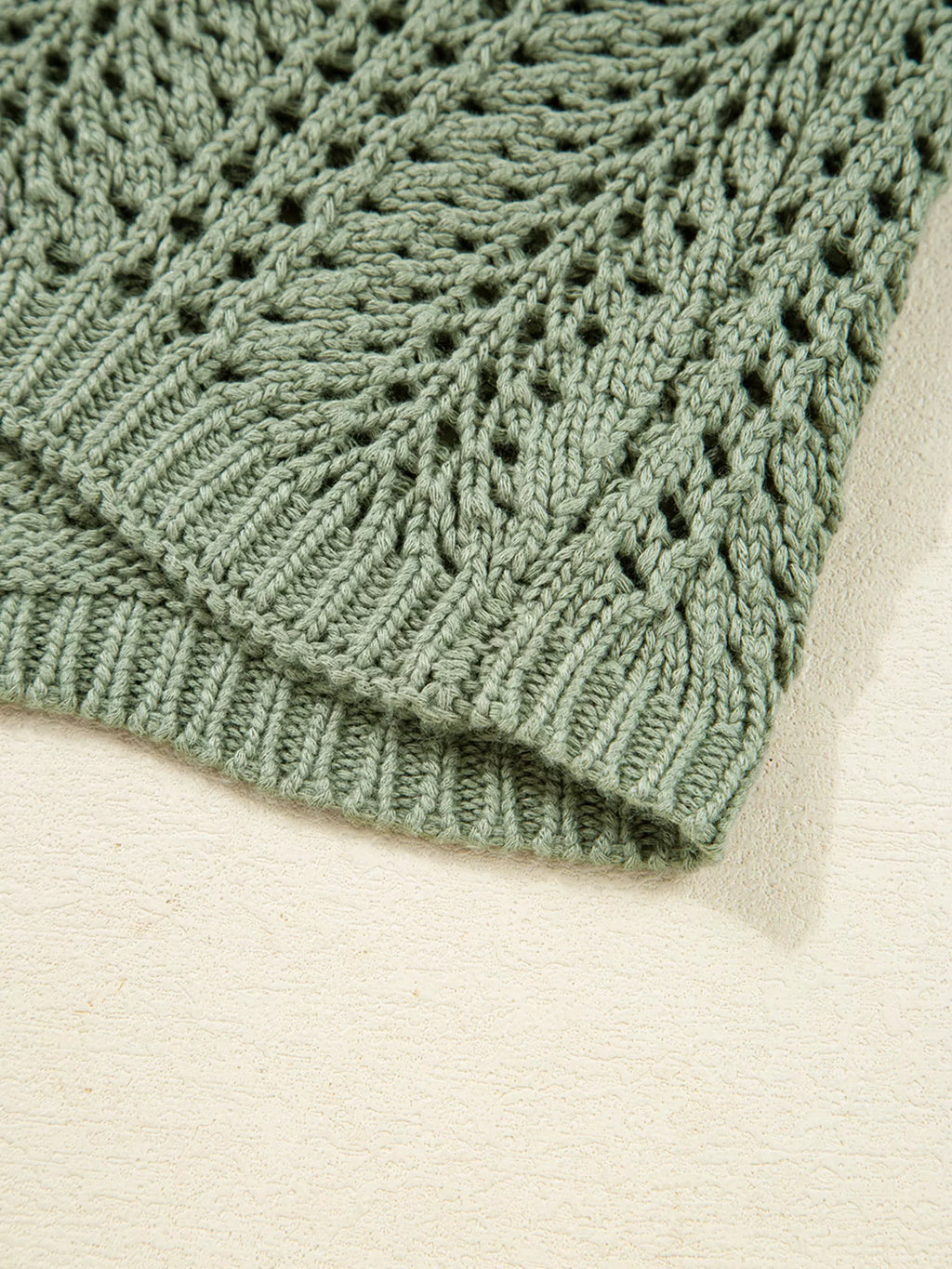 Scalloped Edge Eyelet Knit Batwing Cardigan