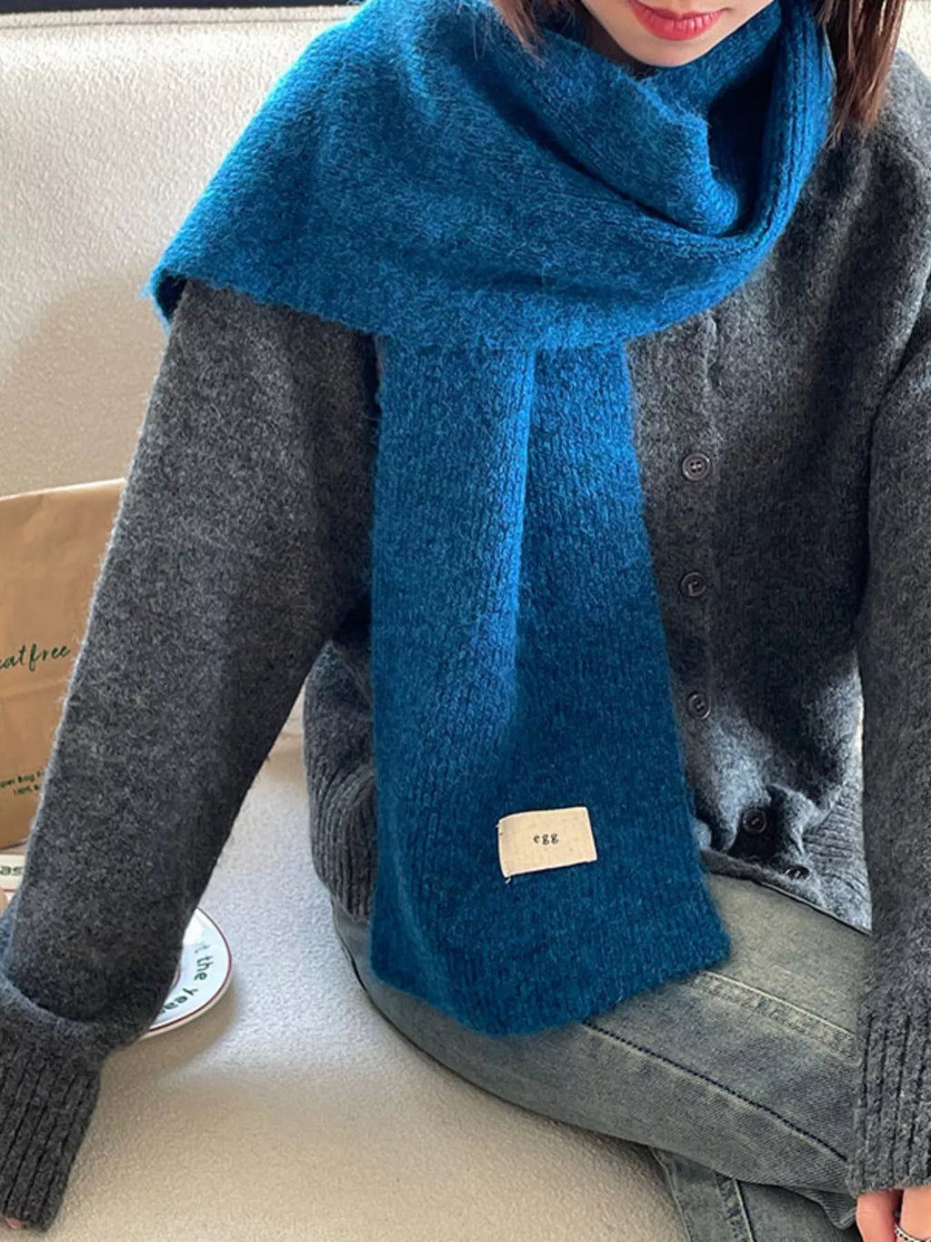 Cozy Brushed Knitted Winter Scarf
