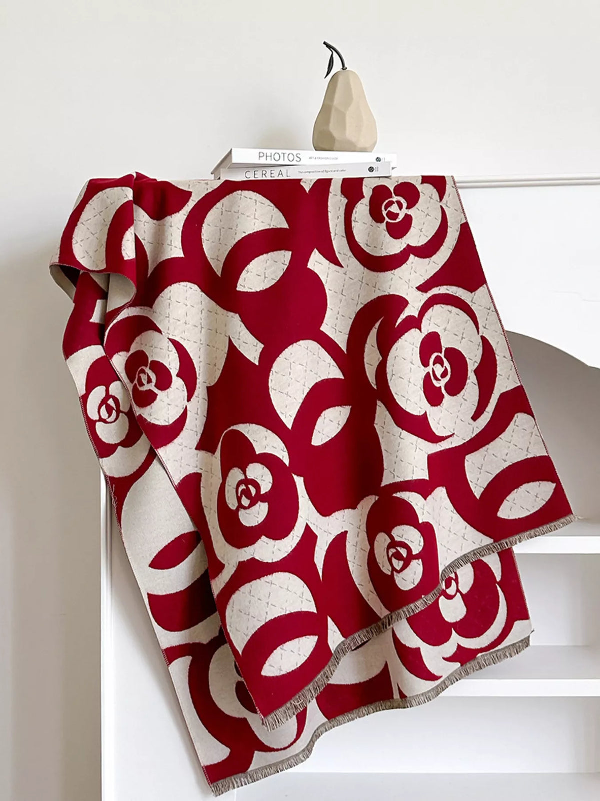 Floral Patterned Warm Winter Scarf