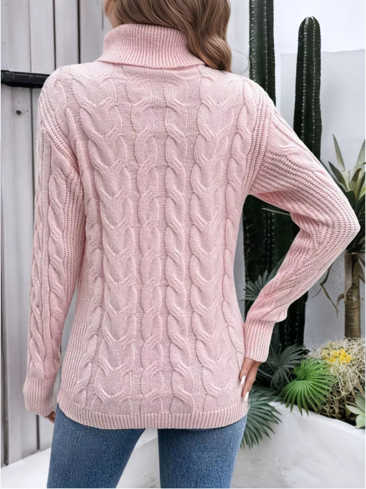 Chunky Cable Knit Turtleneck Sweater