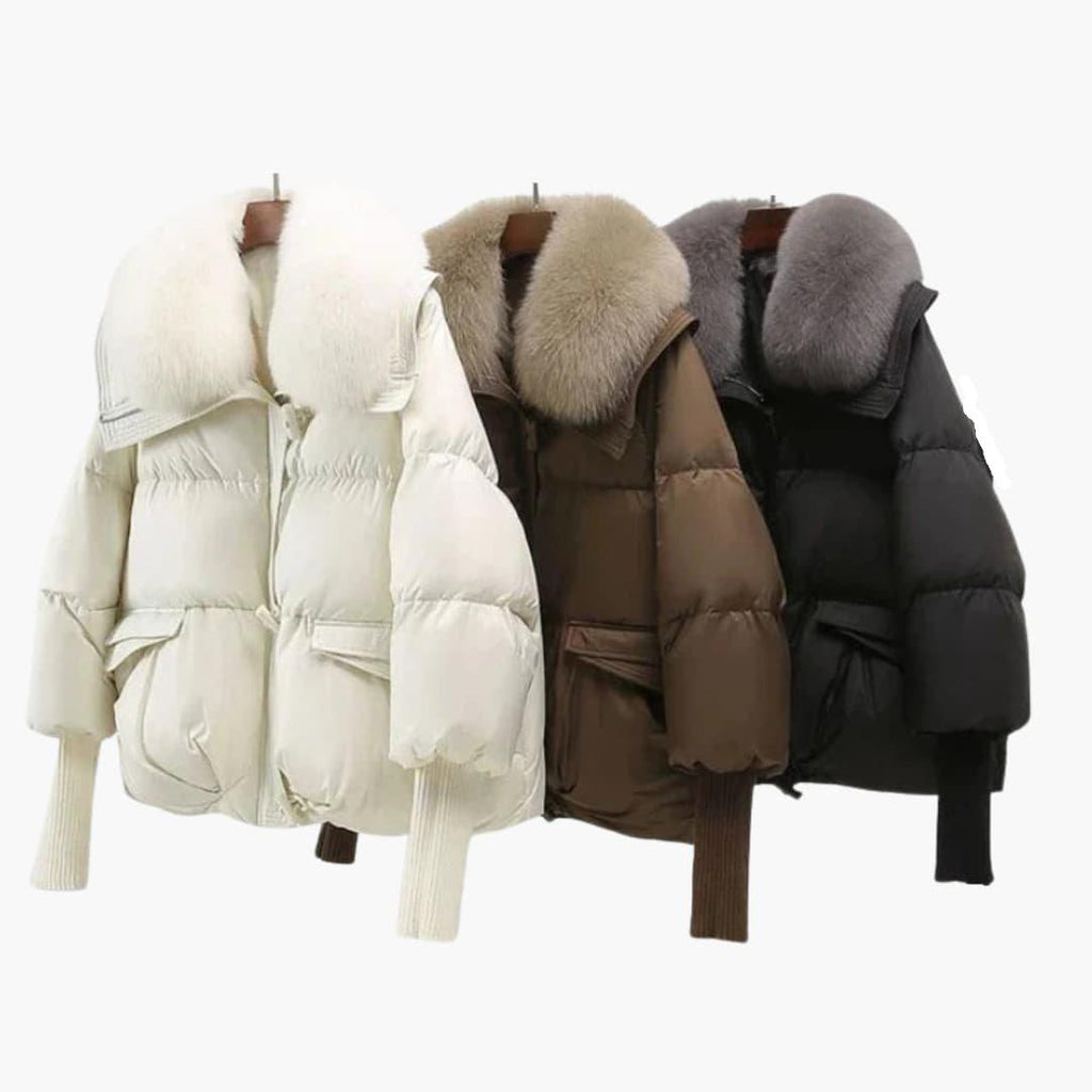 Luxurious Ladies Winter Coat with Faux Fur Trim