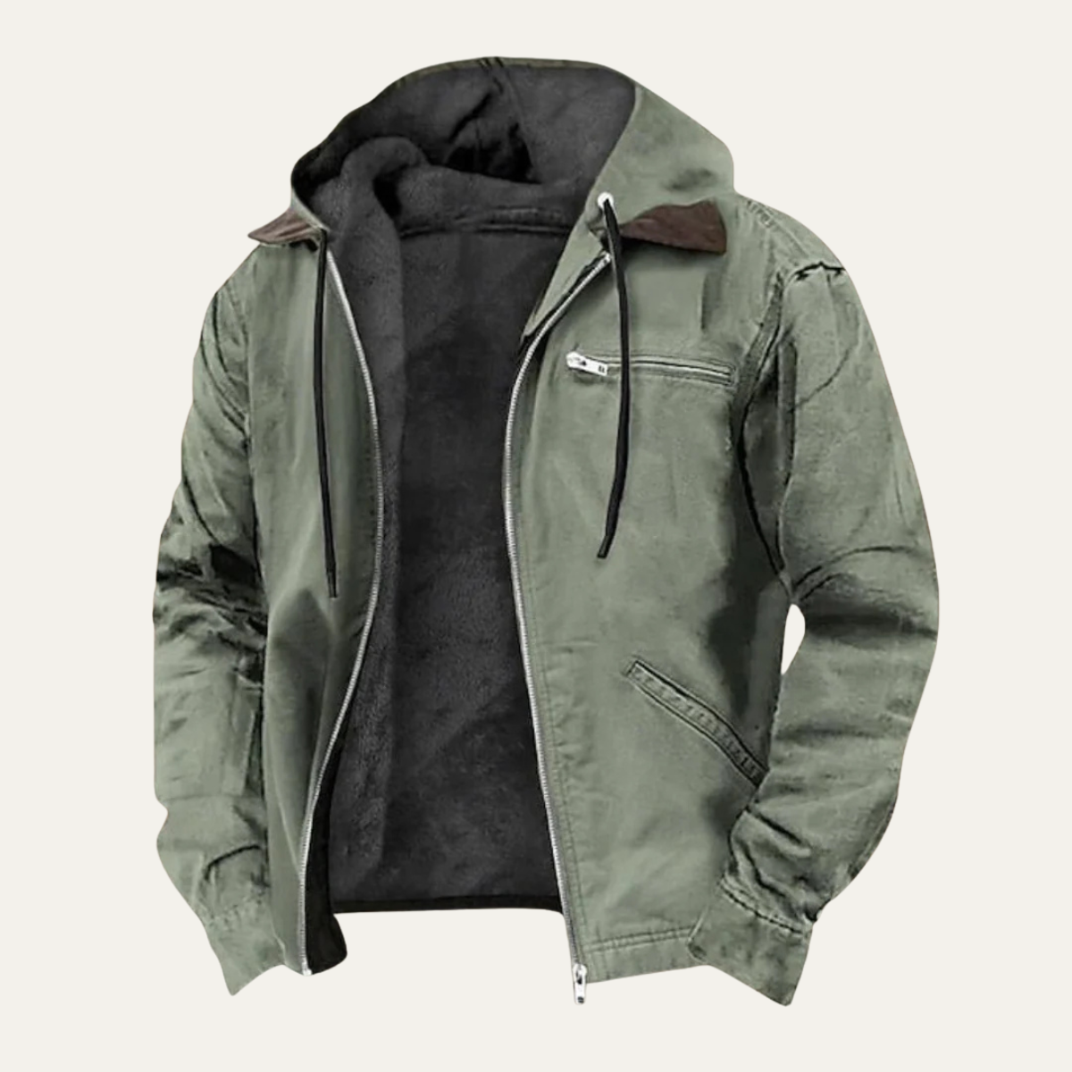 Thermal Men's Fleece Lined Hooded Winter Coat