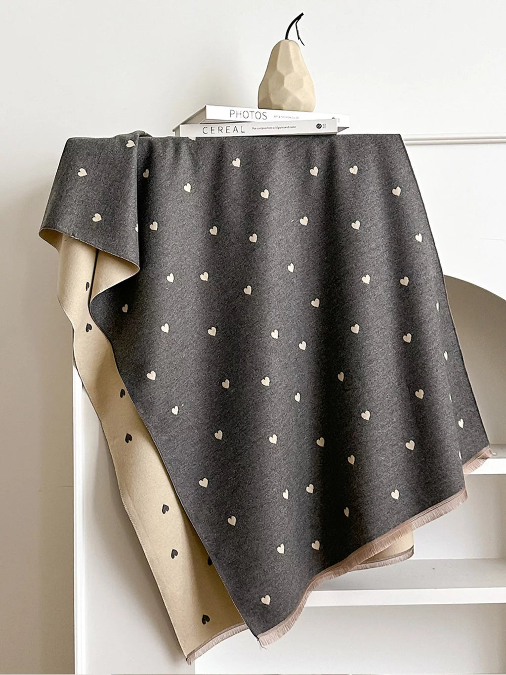 Heart Raw Hem Scarf
