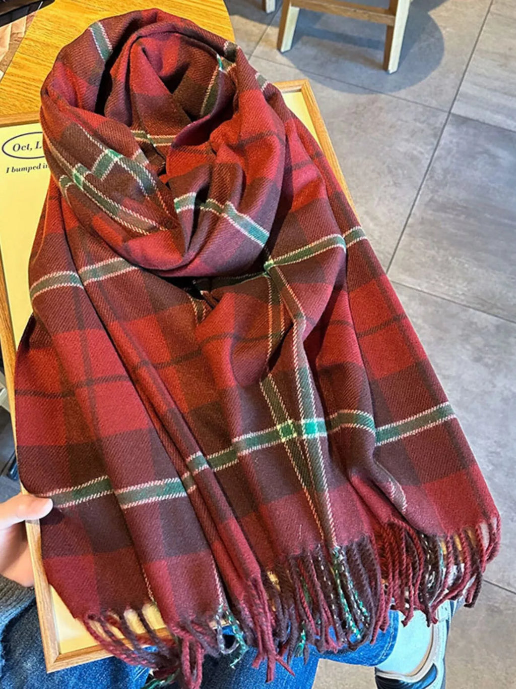 Classic Wide Blanket Plaid Fringe Scarf