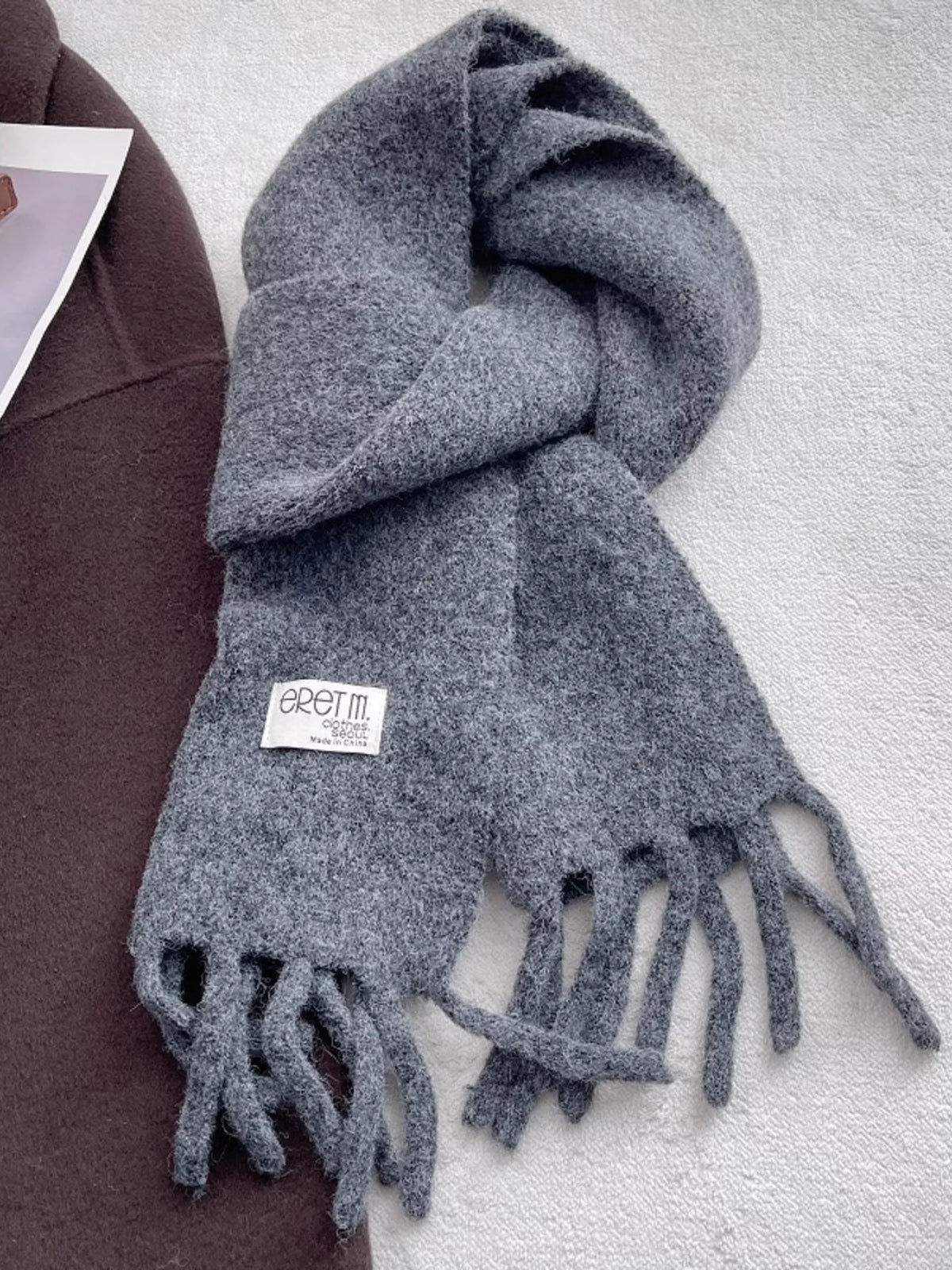 Fuzzy Chunky Fringe Solid Color Scarf
