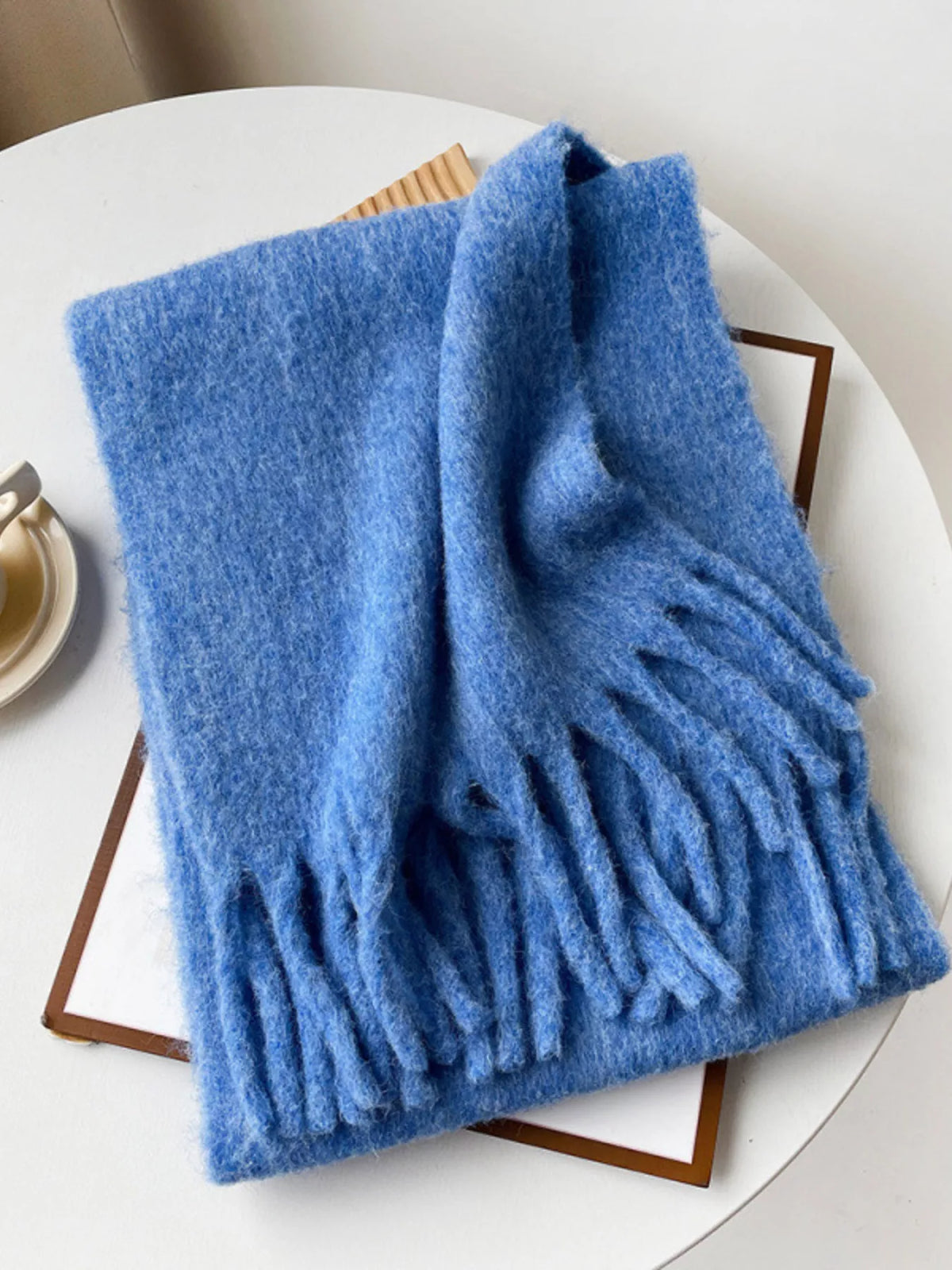 Fringe Solid Color Polyester Scarf