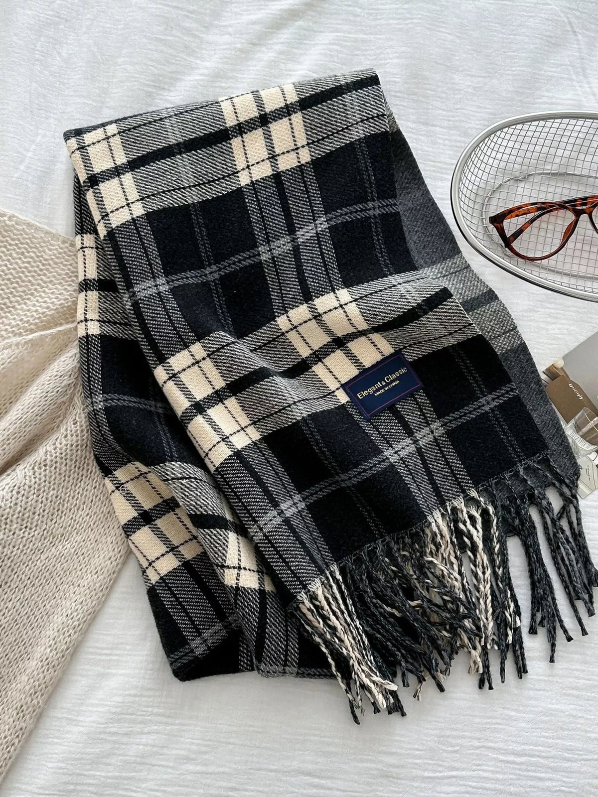 Classic Fringe Plaid Scarf