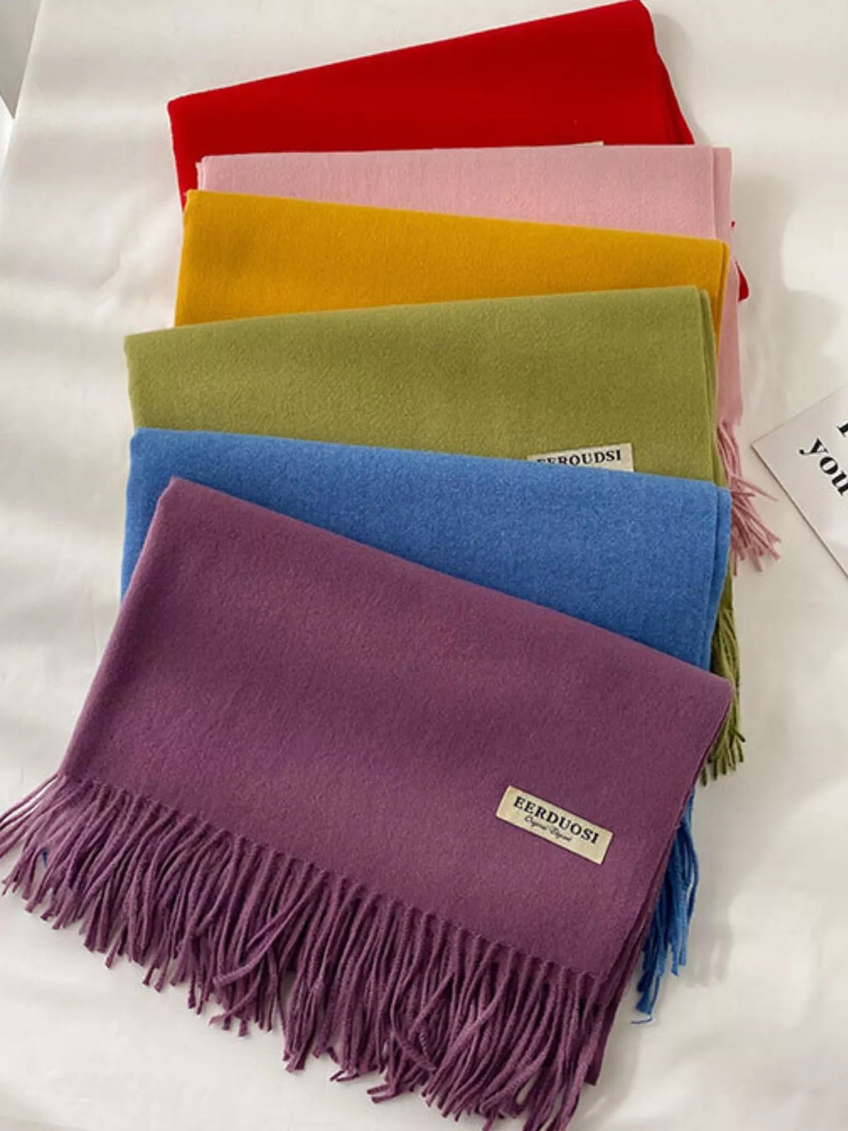 Long Fringe Solid Color Blanket Scarf
