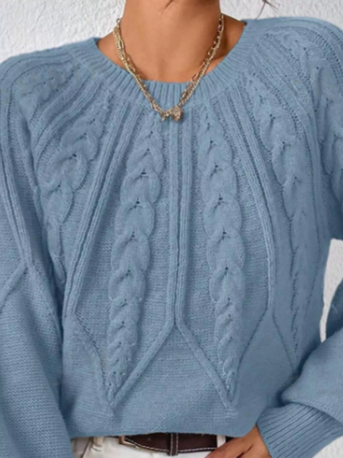 Cable Knit Ribbed Long Sleeve Sweater